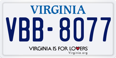 VA license plate VBB8077