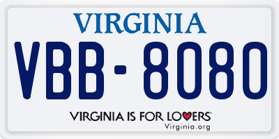 VA license plate VBB8080
