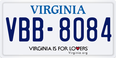 VA license plate VBB8084