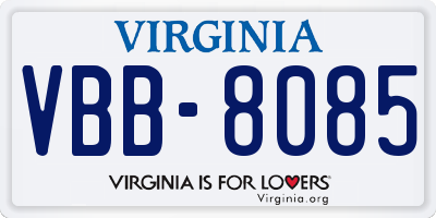 VA license plate VBB8085