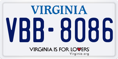 VA license plate VBB8086