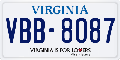 VA license plate VBB8087