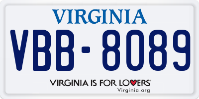 VA license plate VBB8089