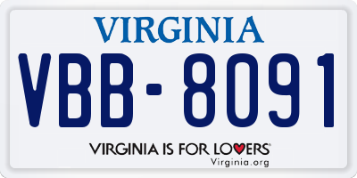 VA license plate VBB8091