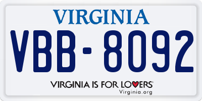 VA license plate VBB8092