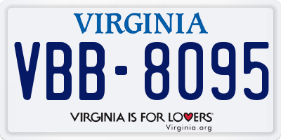 VA license plate VBB8095