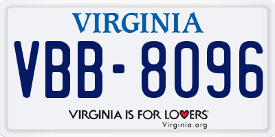 VA license plate VBB8096