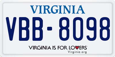 VA license plate VBB8098