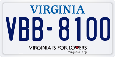 VA license plate VBB8100
