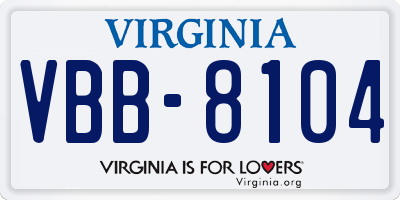 VA license plate VBB8104