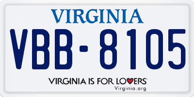 VA license plate VBB8105