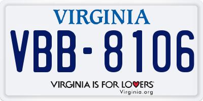 VA license plate VBB8106