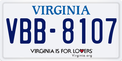 VA license plate VBB8107