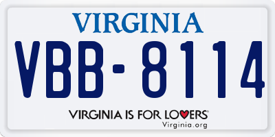 VA license plate VBB8114