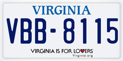 VA license plate VBB8115