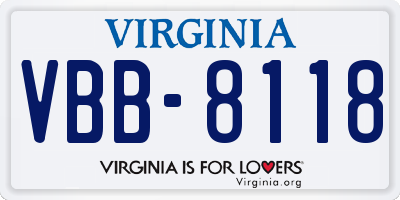 VA license plate VBB8118