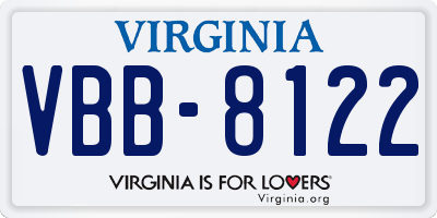 VA license plate VBB8122