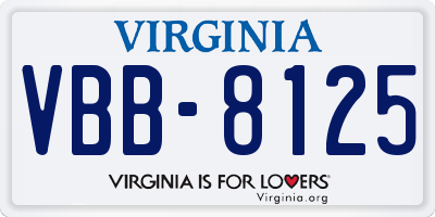 VA license plate VBB8125