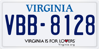 VA license plate VBB8128