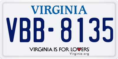 VA license plate VBB8135