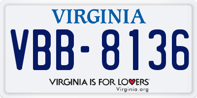 VA license plate VBB8136
