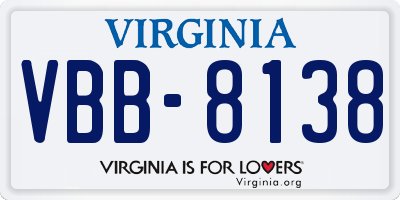 VA license plate VBB8138