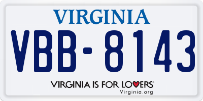 VA license plate VBB8143