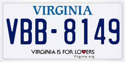 VA license plate VBB8149