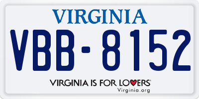 VA license plate VBB8152