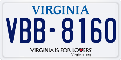 VA license plate VBB8160