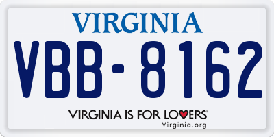 VA license plate VBB8162