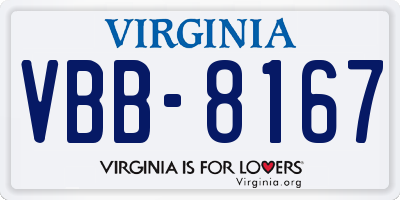 VA license plate VBB8167
