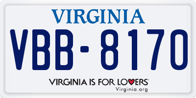 VA license plate VBB8170