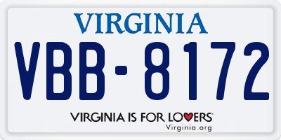 VA license plate VBB8172
