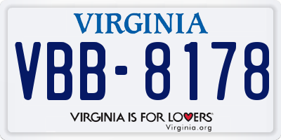 VA license plate VBB8178