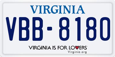 VA license plate VBB8180