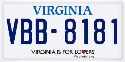 VA license plate VBB8181