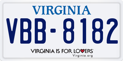 VA license plate VBB8182