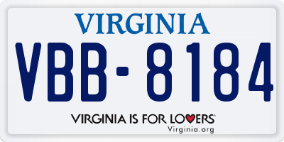 VA license plate VBB8184