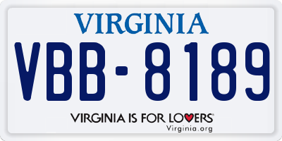 VA license plate VBB8189