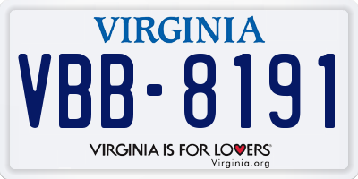 VA license plate VBB8191