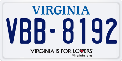 VA license plate VBB8192