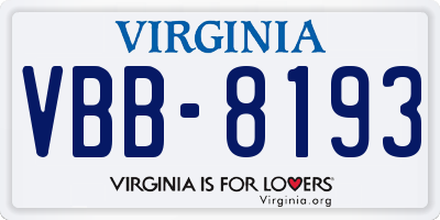 VA license plate VBB8193