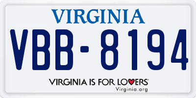 VA license plate VBB8194