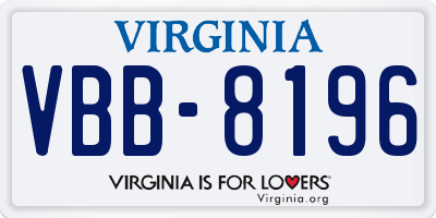 VA license plate VBB8196