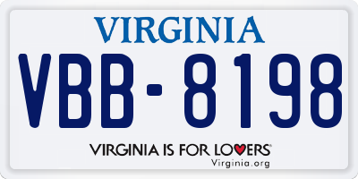 VA license plate VBB8198