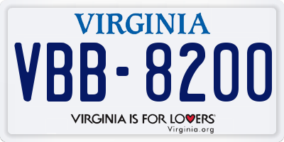 VA license plate VBB8200