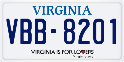 VA license plate VBB8201