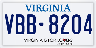 VA license plate VBB8204