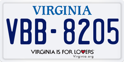 VA license plate VBB8205
